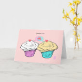 Cupcakes in Liebe VanillaCustardPinkBlue Valentine Karte (Gelbe Blume)