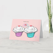 Cupcakes in Liebe VanillaVanillaPinkBlue Valentine Karte (Vorderseite)