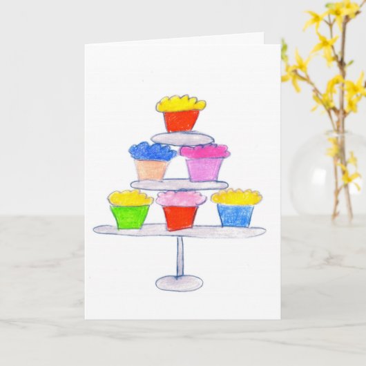 Cupcakes Karte (Gelbe Blume)