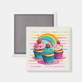 Cupcakes, Kirschen und Regenbögen Magnet (Vorderseite/Rückseite)