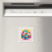 Cupcakes, Kirschen und Regenbögen Magnet (In Situ (Geschirrspüler))