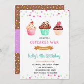 Cupcakes-Krieg Geburtstag Thema Einladung (Vorne/Hinten)