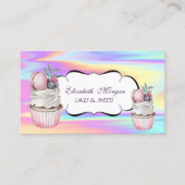Cupcakes Macaron Bäckerei farbenfroh holografisch Visitenkarte (Vorderseite)