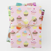 Cupcakes Macaroons und Candy Wirbel Patterns Geschenkpapier Set (Beispiel)