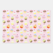 Cupcakes Macaroons und Candy Wirbel Patterns Geschenkpapier Set (Vorderseite)
