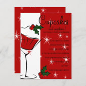 Cupcakes, Martini und Holly Einladung (Vorne/Hinten)