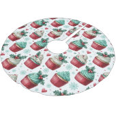 Cupcakes Mistletoe Topping Pink Christmas Polyester Weihnachtsbaumdecke (Schrägansicht)