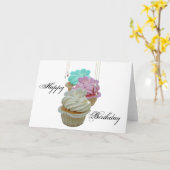 Cupcakes mit Bling! Karte (Gelbe Blume)