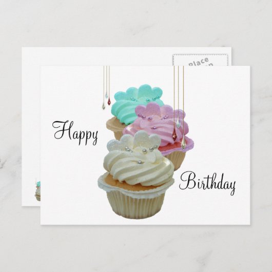 Cupcakes mit Bling! Postkarte (Vorne/Hinten)