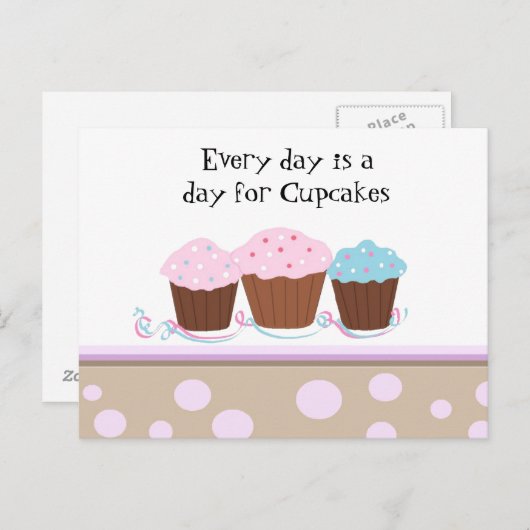 Cupcakes mit Niedlichem Sprichwort Postkarte (Vorne/Hinten)