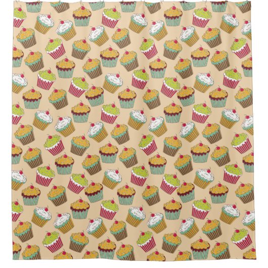 Cupcakes-Muster Duschvorhang (Vorderseite)