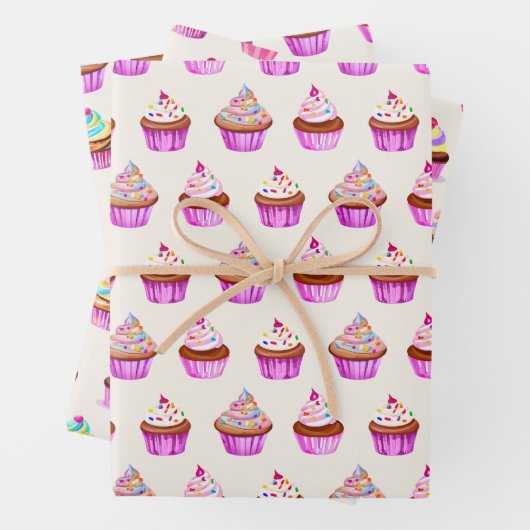 Cupcakes-Muster Geschenkpapier Set (Beispiel)