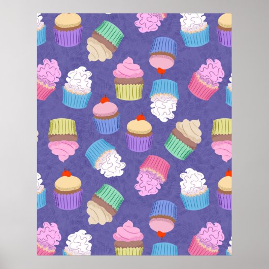 Cupcakes-Muster Poster (Vorne)