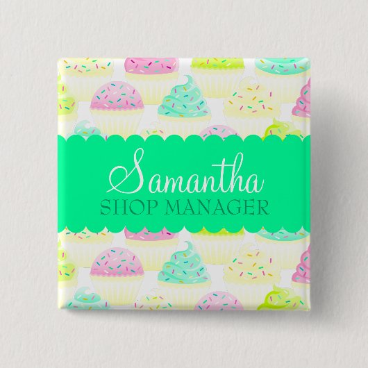 Cupcakes N Sprinkles Individuelle Name Abzeichen B Button (Vorderseite)
