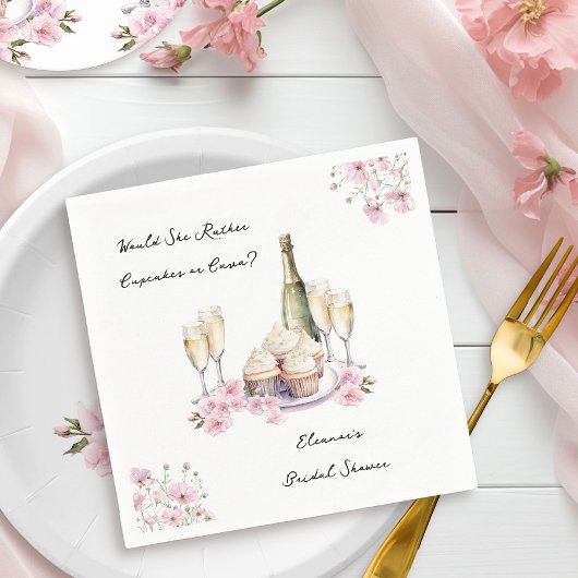 Cupcakes oder Cava Floral Champagner Brautparty Serviette