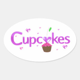 Cupcakes Ovaler Aufkleber