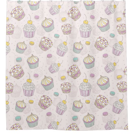 Cupcakes Pattern Duschvorhang (Vorderseite)
