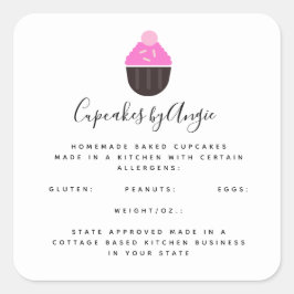 Cupcakes Pink Food Business Square Sticker