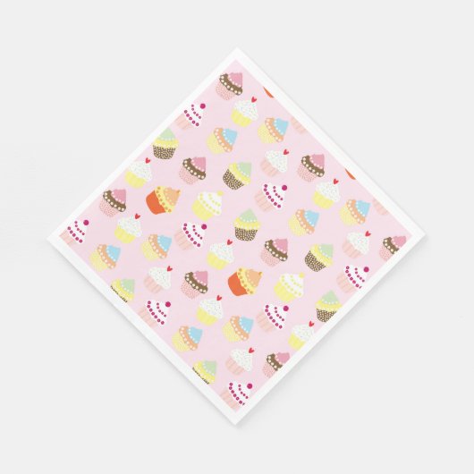 CUPCAKES PINK PATTERN NAPKIN SERVIETTE (Ecke)