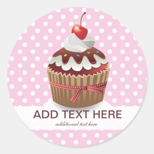 Cupcakes Pink Sweet Polka Dots Custom Stickers (Vorderseite)