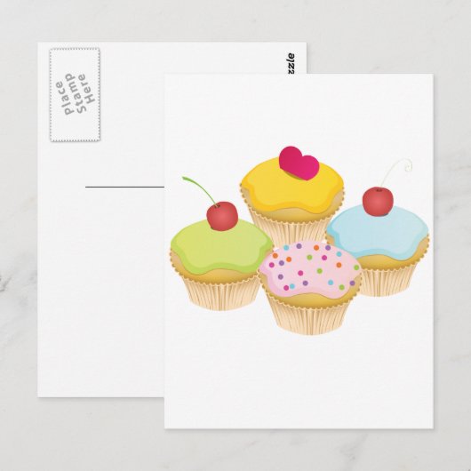 Cupcakes Postkarte (Vorne/Hinten)