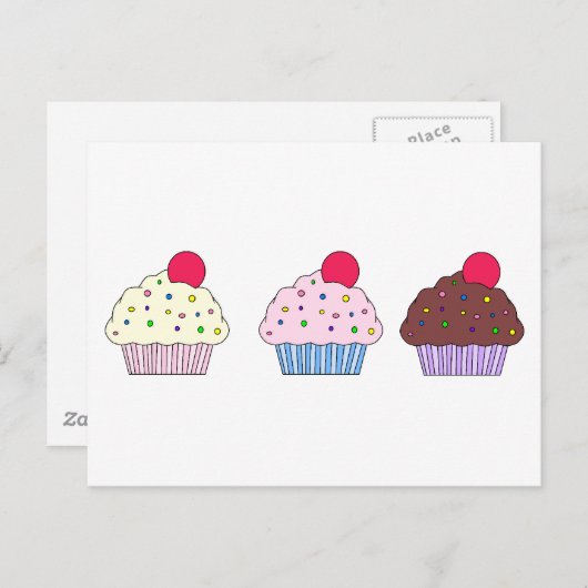 Cupcakes Postkarte (Vorne/Hinten)