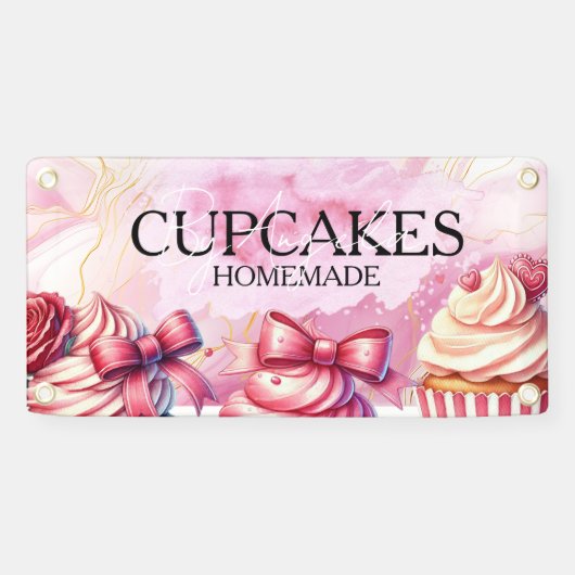 Cupcakes Rosa Bakery Marmor Gold Banner (Horizontal)