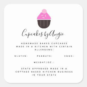 Cupcakes Rosa Lebensmittelgeschäft Quadratischer A Aufkleber