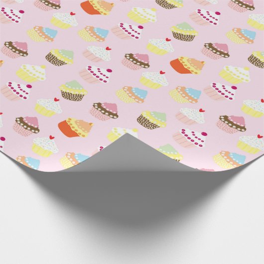 CUPCAKES ROSA MUSTER GESCHENKPAPIER (Ecke)