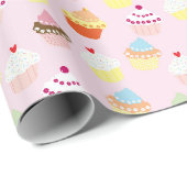 CUPCAKES ROSA MUSTER GESCHENKPAPIER (Rolleneckpunkt)