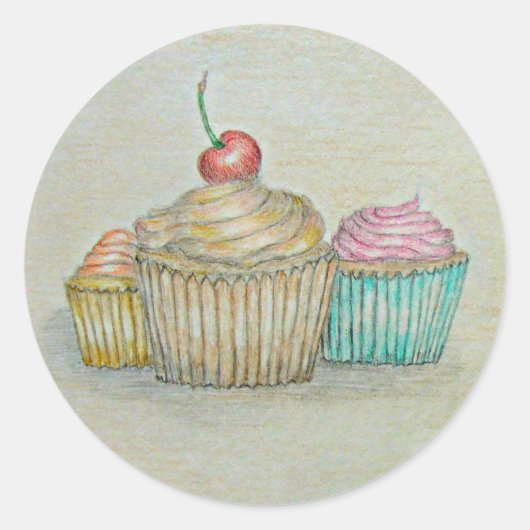 Cupcakes Runder Aufkleber (Vorderseite)