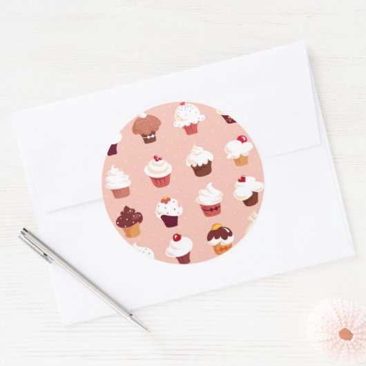Cupcakes Runder Aufkleber (Umschlag)