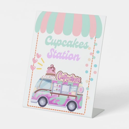 Cupcakes Station Food Sign Pedestzeichen Sockelschild (Vorderseite)