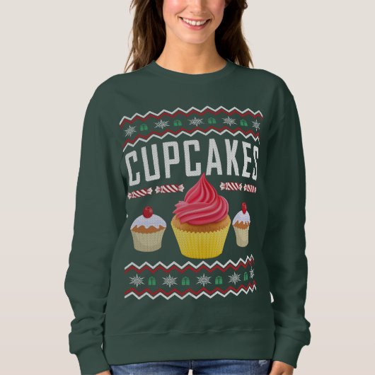 Cupcakes Ugly Christmas Sweater Sweatshirt (Vorderseite)
