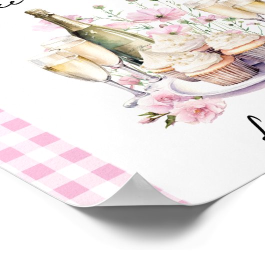 Cupcakes und Champagner Brautparty Gefälligkeitsta Poster (Ecke)