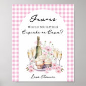 Cupcakes und Champagner Brautparty Gefälligkeitsta Poster (Vorne)