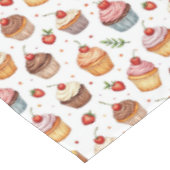 Cupcakes und Erdbeeren Tischdecke (Schrägansicht)
