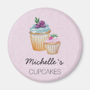 CupCakes und Früchte Wasserfarbe Magnet