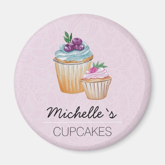 CupCakes und Früchte Wasserfarbe Magnet (Vorne)