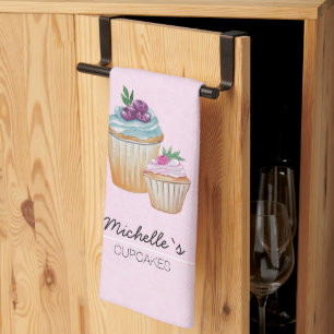 Cupcakes und Früchte Wasserfarben Geschirrtuch