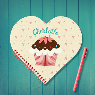 Cupcakes und Hearts Personalisiertes Notebook Notizblock