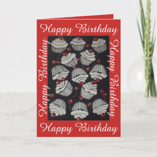 Cupcakes und Kirschen, Geburtstagskarte Karte