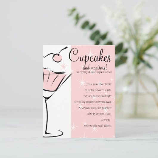 Cupcakes und Martinis Einladung (Stehend Vorderseite)