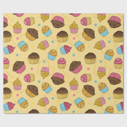 Cupcakes und Muffins Food Pattern Geschenkpapier (Flach)