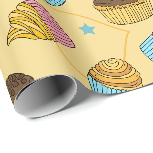 Cupcakes und Muffins Food Pattern Geschenkpapier (Rolleneckpunkt)