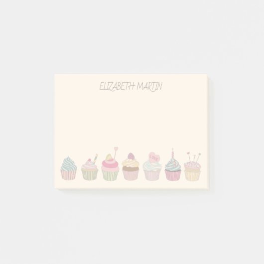 Cupcakes und Name Post-it Klebezettel (Vorderseite)