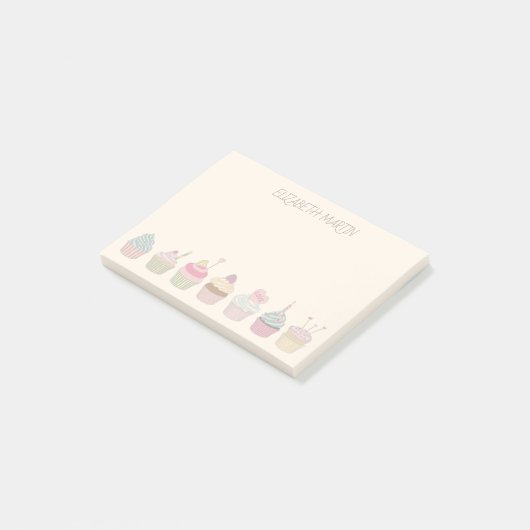 Cupcakes und Name Post-it Klebezettel (angewinkelt)