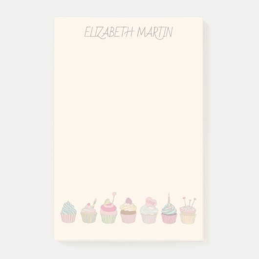 Cupcakes und Name Post-it Klebezettel (Vorderseite)