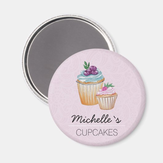 CupCakes und Obst Wasserfarbe Magnet (Vorderseite/Rückseite)