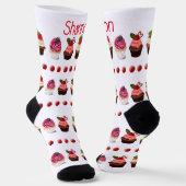 Cupcakes und Polka Dots Personalisiert Socken (Gewinkelt)